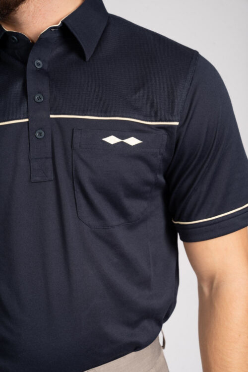 Polo with mesh and piping