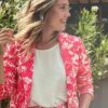 Actuelle floral ladies blazer colour pink.