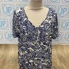 Actuelle ladies blue floral v-neck short sleeve top