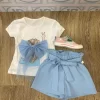 girls short and t-shirt bow set2