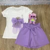 girls short and t-shirt bow set1.2