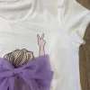 girls short and t-shirt bow set1